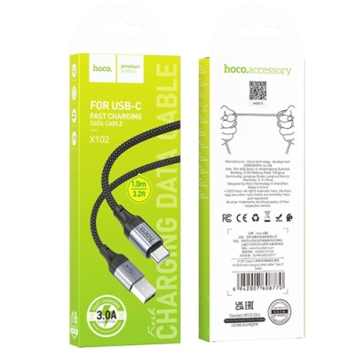 кабель hoco x102 usb - type-c 3.0a/1m (чорний) 