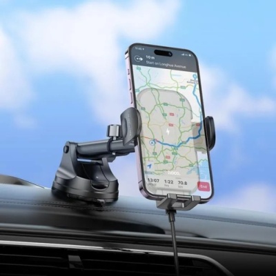 Автотримач Hoco HW5 з безпровідним зарядним пристроєм (Чорний)