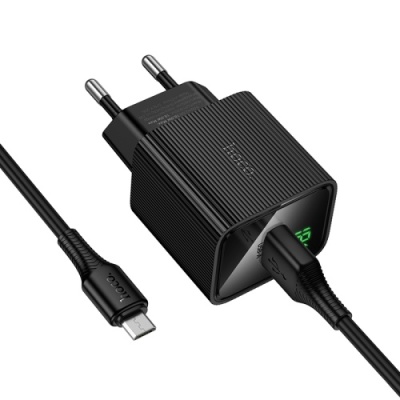 мережевий зарядний пристрій hoco cs81a 1usb/18w/qc3.0 + (usb - microusb) (чорний) 