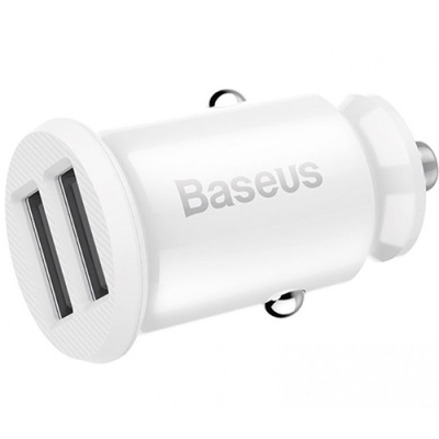 Автомобільний Зарядний Пристрій Baseus Grain Metal (CCALL-ML02) 2USB/3.1A (White)