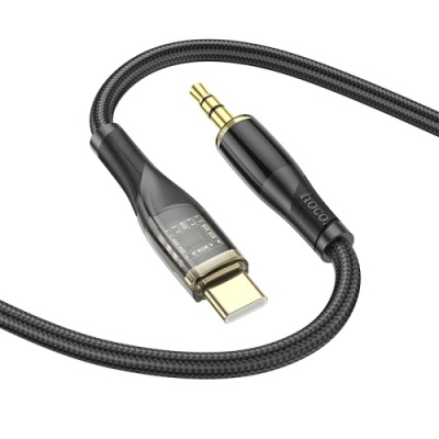 кабель aux hoco upa25 type-c - jack 3.5 plug (1m) (чорний) 