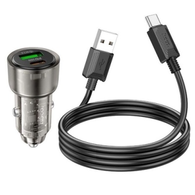 Автомобільний Зарядний Пристрій Hoco Z52 1USB/18W/QC3.0 + 1Type-C/20W/PD + (USB - Type-C) (Чорний)