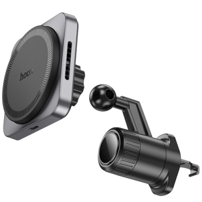 Автотримач Hoco HW15 з безпровідним зарядним пристроєм (Чорно-сірий)