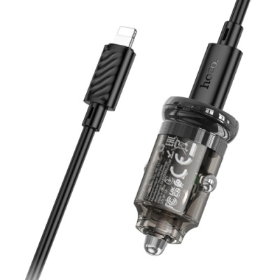 Автомобільний Зарядний Пристрій Hoco Z53 1Type-C/30W/PD + (Type-C - Lightning) (Чорний)