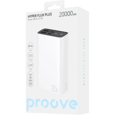 додаткова батарея power bank proove hyper flux plus pd20w+qc22.5w 20000mah (white) 