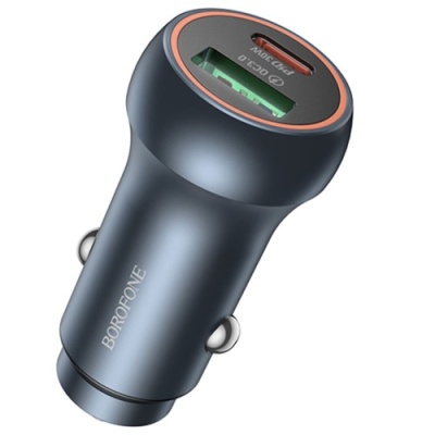 Автомобільний Зарядний Пристрій Borofone BZ32B 48W 1Type-C/30W/PD + 1USB/18W/QC3.0  (Сірий)