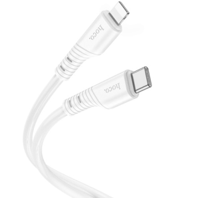 кабель hoco x97 crystal color silicone (pd) type-c - lightning 20w/3.0a/1m (білий) 