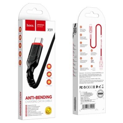 кабель hoco x59 victory usb - type-c 3.0a/1m (чорний) 