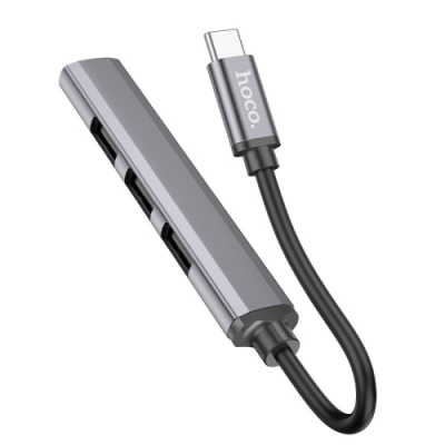 usb hub hoco hb26 4-in-1 adapter (type-c to usb3.0+usb2.0*3) (сiрий) 
