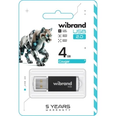 usb флеш-накопичувач wibrand 4gb cougar (чорний) 