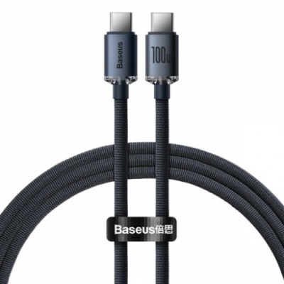 кабель baseus crystal shine (pd) type-c - type-c 100w 1.2m (cajy000601) (black) 