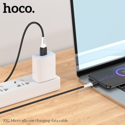кабель hoco x82 silicone usb - microusb 2.4a/1m (чорний) 