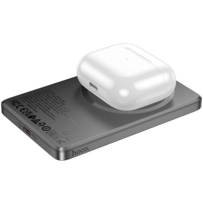 додаткова батарея power bank hoco q26 joy 5000mah pd20w (1c) з бездротовою зарядкою 15w (сірий) 