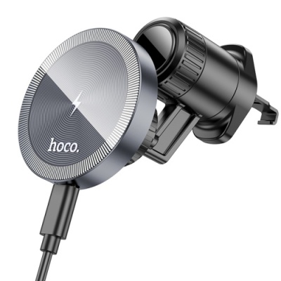 Автотримач Hoco HW6 з безпровідним зарядним пристроєм (Сірий)
