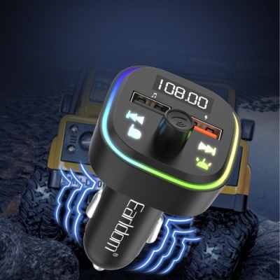 FM Модулятор Earldom ET-M85 RGB 7 colors/1USB/1U-Disk/3.1A (Чорний)
