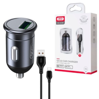 Автомобільний Зарядний Пристрій XO CC46 1USB/18W/QC3.0 + (USB - Type-C) (Чорний)