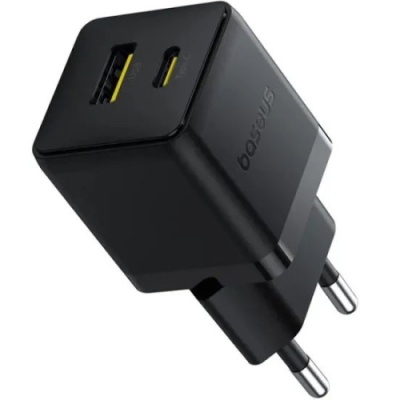 мережевий зарядний пристрій baseus palm fast charger (p10111608113-01) 1usb/qc3.0 + 1type-c/pd 20w + (type-c - type-c 60w) (чорний) 