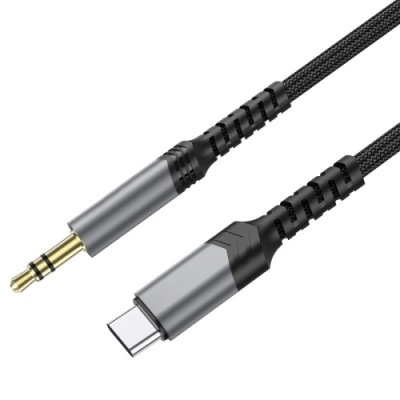 кабель aux skydolphin sr29 aluminium alloy braided wire 3.5mm(male) - type-c(male) 1m (чорний) 