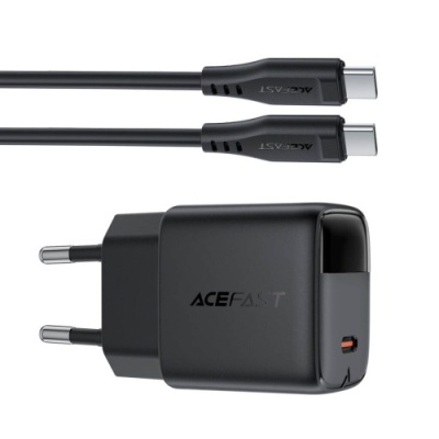 мережевий зарядний пристрій acefast a113 pd20w (1type-c) + type-c - type-c (1,2м) (чорний) 