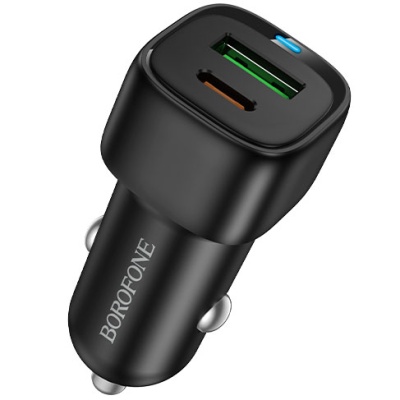 Автомобільний Зарядний Пристрій Borofone BZ34B 38W 1Type-C/20W/PD + 1USB/18W/QC3.0  (Чорний)