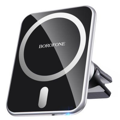 Автотримач Borofone BH43 Xperience Magnetic Wireless Charging (Чорно-Сталевий)