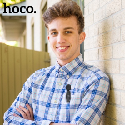 мікрофон петличний бездротовий hoco l15 lightning (чорний) 