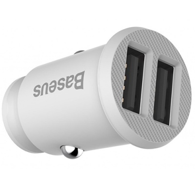 Автомобільний Зарядний Пристрій Baseus Grain Metal (CCALL-ML02) 2USB/3.1A (White)