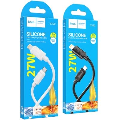 кабель hoco x122 silicone type-c - lightning 27w/1m (чорний) 
