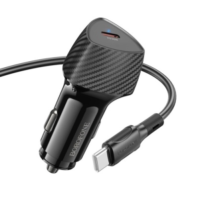 Автомобільний Зарядний Пристрій Borofone BZ31B 1Type-C/30W/PD + (Type-C - Type-C) (Чорний)