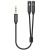 кабель aux earldom et-aux202 3.5mm(male) to 2x3.5mm(female) (audoi/mic) 0.2mm black 