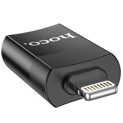 перехідник hoco ua17 usb female to lightning male usb2.0 otg adapter black 