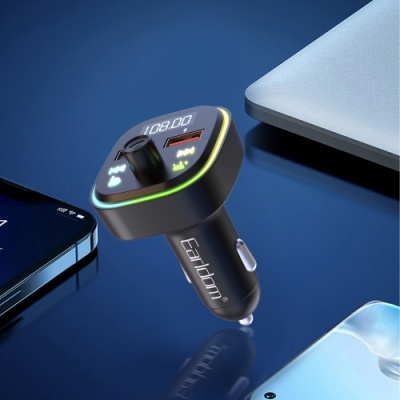 FM Модулятор Earldom ET-M85 RGB 7 colors/1USB/1U-Disk/3.1A (Чорний)