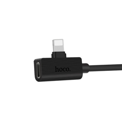 перехідник hoco ls9 lightning - (lightning audio+lightning charge) 1.2m (чорний) 