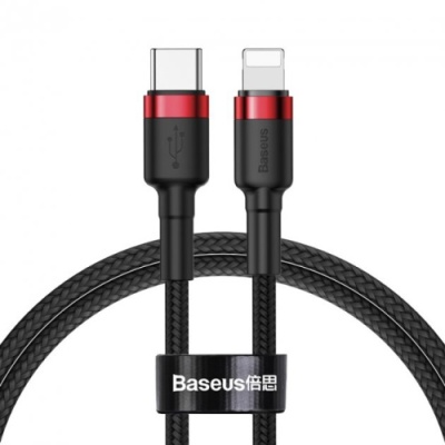 кабель baseus cafule (pd) type-c - lightning 20w/1m (catlklf-91) (red-black) 