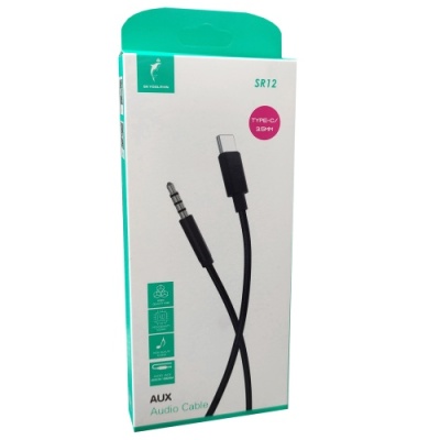 кабель aux skydolphin sr12 braided wire type-c(male) - 3.5mm(male) 1m (чорний) 