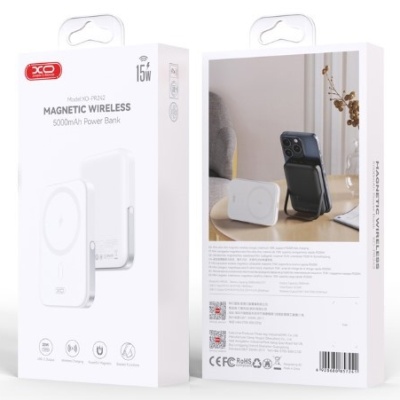 додаткова батарея power bank xo pr242 magnetic 15w wireless charging+pd20w 5000mah (білий) 