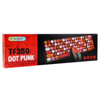 клавіатура бездротова і миша twolf tf350 colorful (чорний/червоний) 