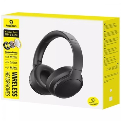 бездротові навушники накладні baseus bass bh1 lite (чорний) 