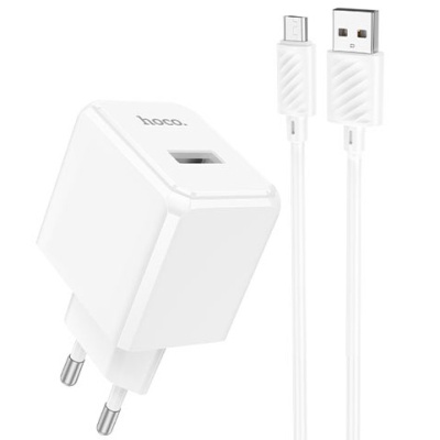 мережевий зарядний пристрій hoco cs11a 1usb/2.1a + (usb - microusb) (білий) 