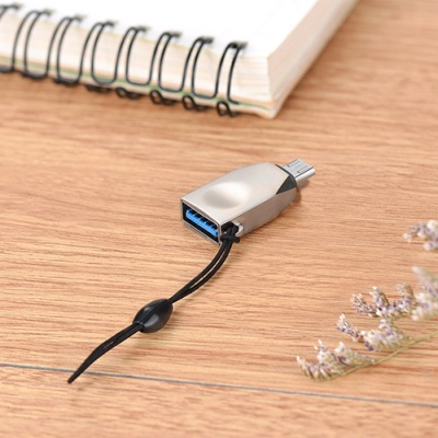 перехідник hoco ua10 otg usb - microusb (сталевий) 