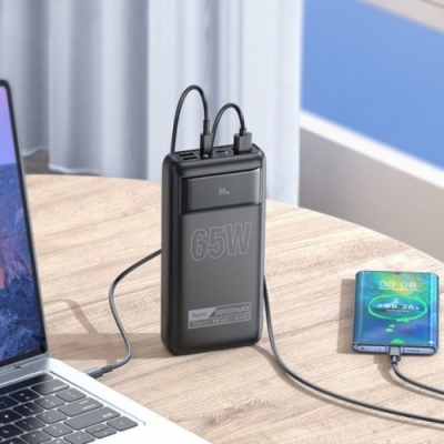 додаткова батарея power bank hoco db81 apollo pd65w+qc3.0 22.5w 30000 mah (чорний) 