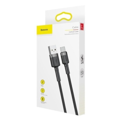 кабель baseus cafule usb - type-c 3.0a/0.5m (catklf-ag1) (black-grey) 