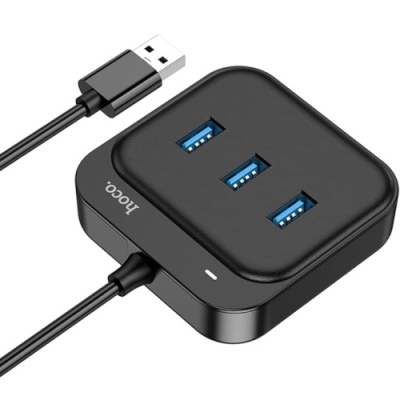 usb hub hoco hb31 easy 4-in-1 converter (usb to usb3.0*4) 1,2m. black 