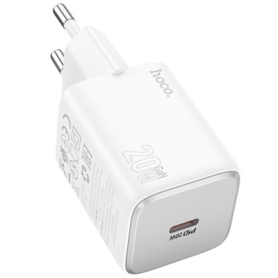 мережевий зарядний пристрій hoco n40 mighty 1type-c/20w/pd (білий) 