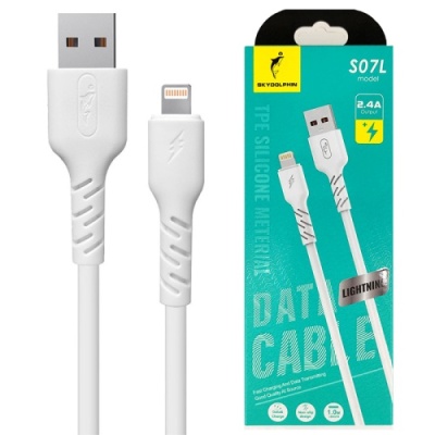 кабель skydolphin s07l tpe high elastic line usb - lightning 2.4a/1m (білий) 