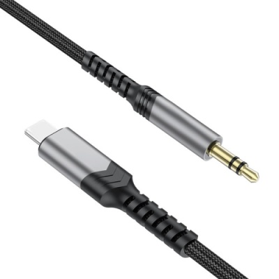 кабель aux skydolphin sr29 aluminium alloy braided wire 3.5mm(male) - type-c(male) 1m (чорний) 