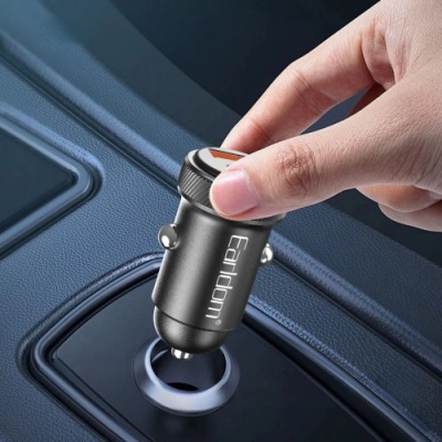 Автомобільний зарядний пристрій Earldom ES-CC41 Aluminium 30W 1USB/QC3.0 + 1Type-C/PD (Чорний)