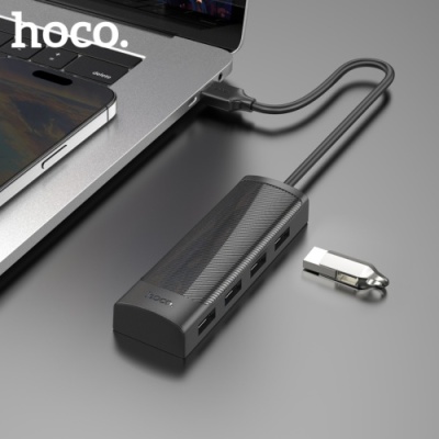 usb hub hoco hb41 easy 4-in-1 converter (usb to usb2.0*4) 0,2m. black 