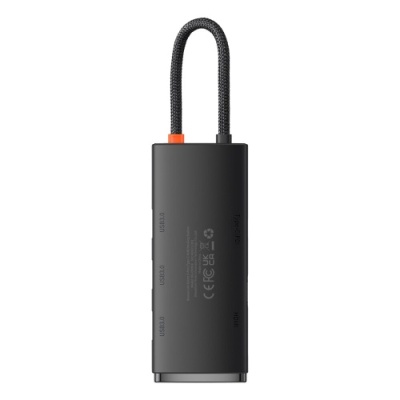 usb hub baseus lite series docking station (type-c to hdmi+usb3.0*3+pd) (wkqx040001) black 