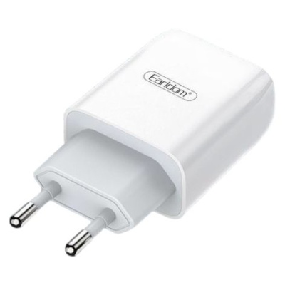 мережевий зарядний пристрій earldom es-197l 1usb/2.1a + (usb - lightning) (білий) 